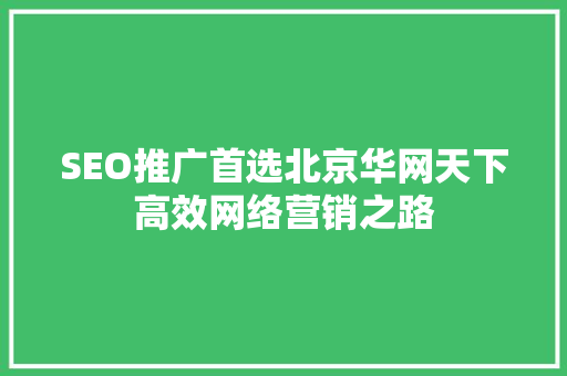 SEO推广首选北京华网天下高效网络营销之路