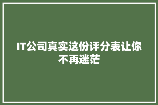 IT公司真实这份评分表让你不再迷茫 前端技术