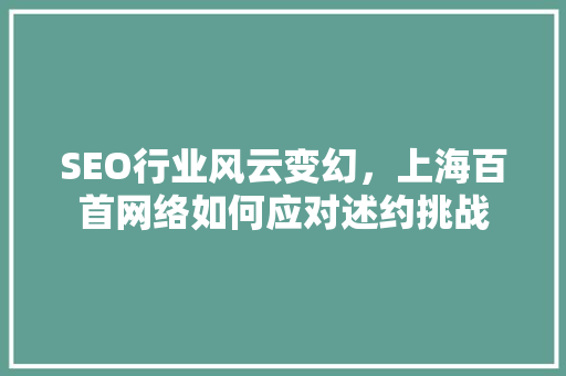 SEO行业风云变幻，上海百首网络如何应对述约挑战