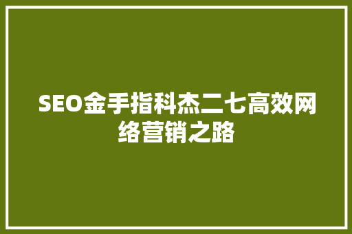 SEO金手指科杰二七高效网络营销之路