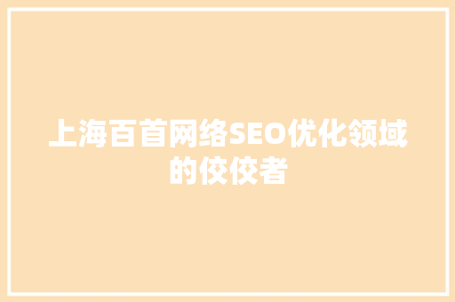 上海百首网络SEO优化领域的佼佼者