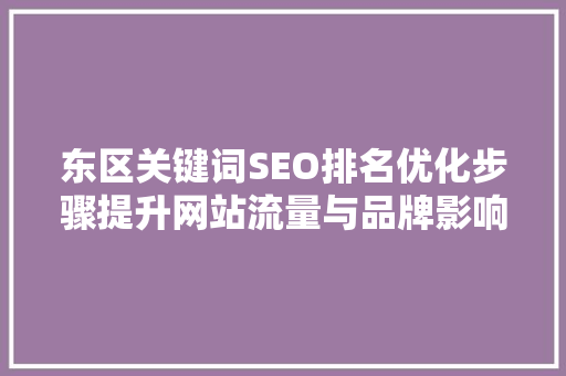 东区关键词SEO排名优化步骤提升网站流量与品牌影响力