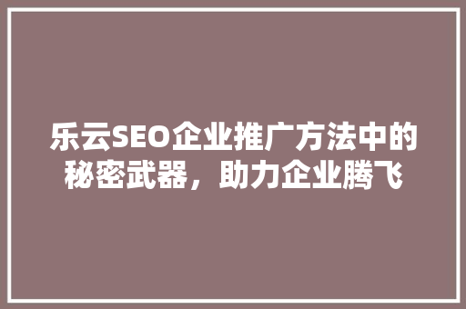 乐云SEO企业推广方法中的秘密武器，助力企业腾飞