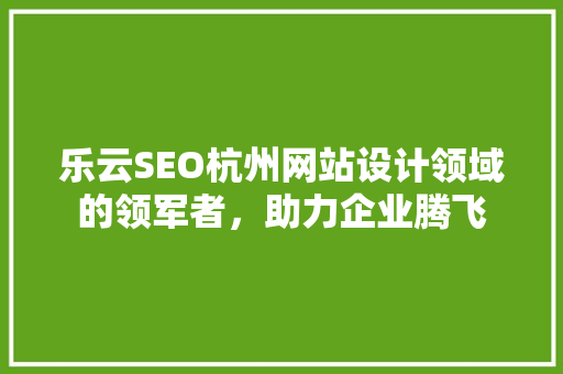 乐云SEO杭州网站设计领域的领军者，助力企业腾飞