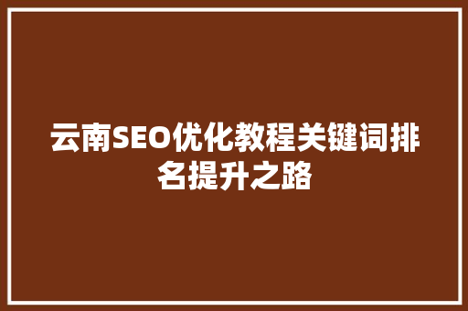云南SEO优化教程关键词排名提升之路
