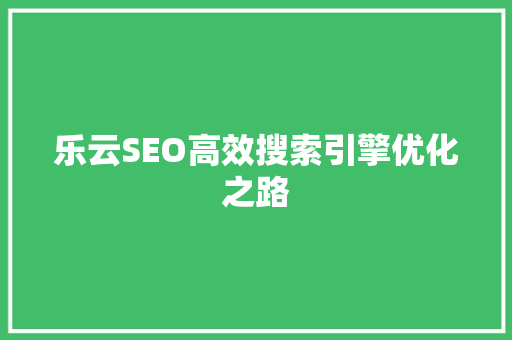 乐云SEO高效搜索引擎优化之路