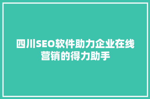 四川SEO软件助力企业在线营销的得力助手