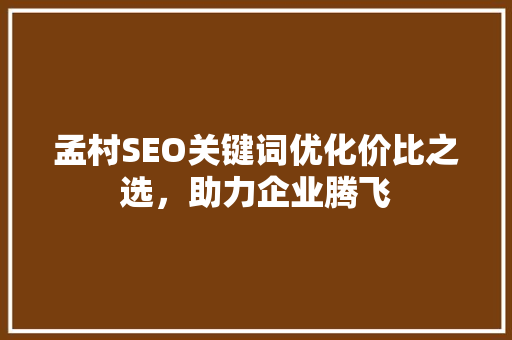 孟村SEO关键词优化价比之选，助力企业腾飞