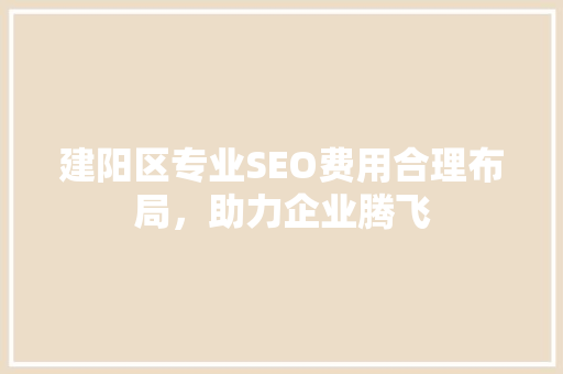 建阳区专业SEO费用合理布局，助力企业腾飞