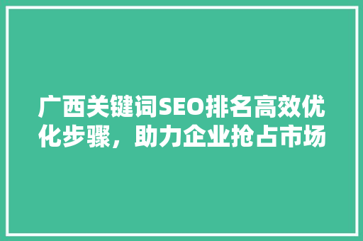 广西关键词SEO排名高效优化步骤，助力企业抢占市场先机
