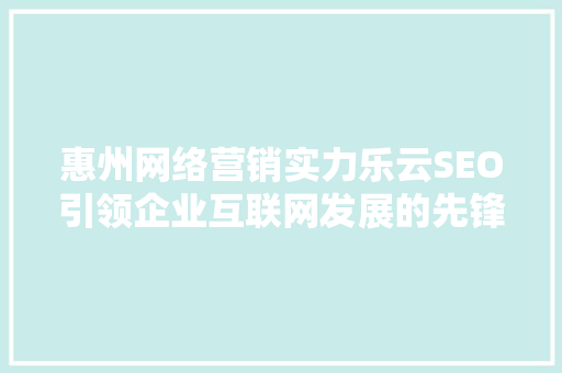 惠州网络营销实力乐云SEO引领企业互联网发展的先锋力量