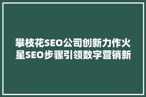 攀枝花SEO公司创新力作火星SEO步骤引领数字营销新潮流