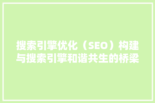 搜索引擎优化（SEO）构建与搜索引擎和谐共生的桥梁