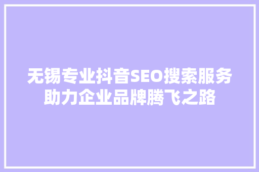 无锡专业抖音SEO搜索服务助力企业品牌腾飞之路