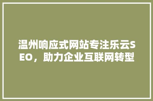 温州响应式网站专注乐云SEO，助力企业互联网转型