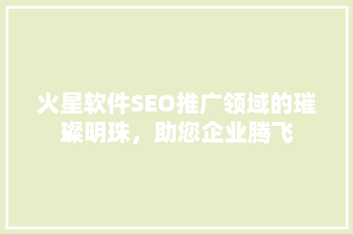 火星软件SEO推广领域的璀璨明珠，助您企业腾飞