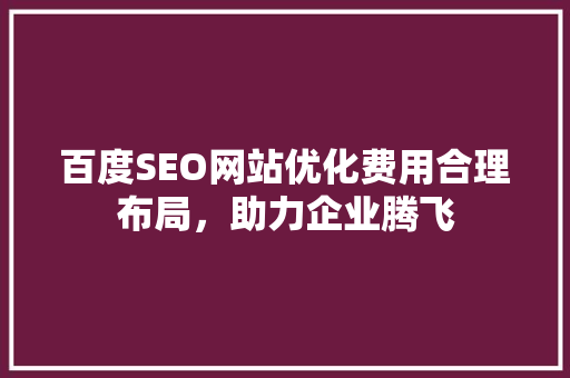 百度SEO网站优化费用合理布局，助力企业腾飞