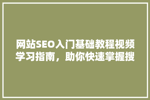 网站SEO入门基础教程视频学习指南，助你快速掌握搜索引擎优化方法