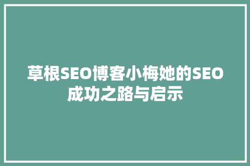 草根SEO博客小梅她的SEO成功之路与启示