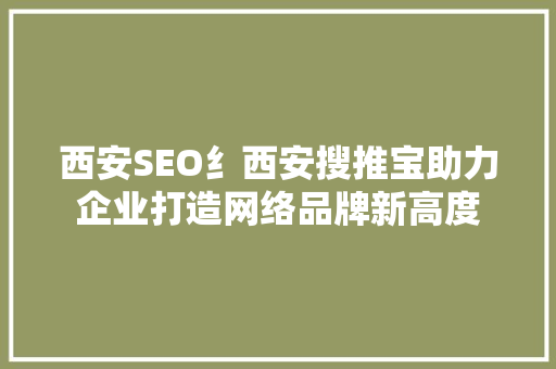 西安SEO纟西安搜推宝助力企业打造网络品牌新高度