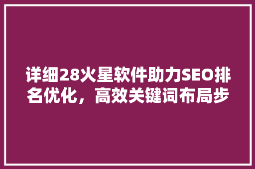 详细28火星软件助力SEO排名优化，高效关键词布局步骤
