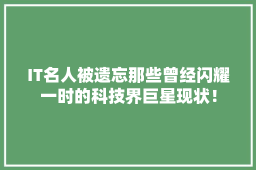 IT名人被遗忘那些曾经闪耀一时的科技界巨星现状！