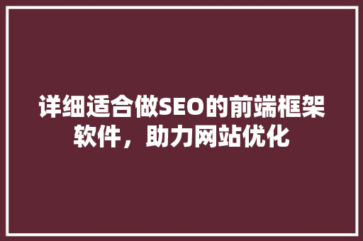详细适合做SEO的前端框架软件，助力网站优化