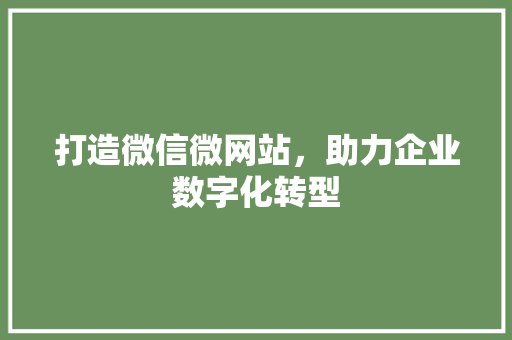 打造微信微网站，助力企业数字化转型 项目报告