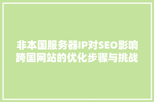 非本国服务器IP对SEO影响跨国网站的优化步骤与挑战
