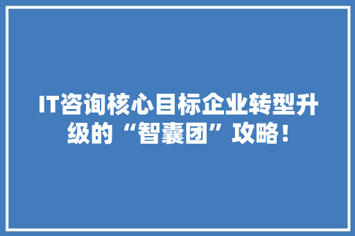 IT咨询核心目标企业转型升级的“智囊团”攻略！ 响应式设计