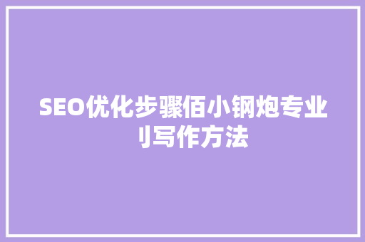 SEO优化步骤佰小钢炮专业刂写作方法