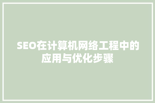 SEO在计算机网络工程中的应用与优化步骤