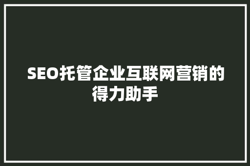 SEO托管企业互联网营销的得力助手 前端技术