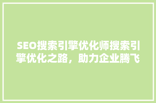 SEO搜索引擎优化师搜索引擎优化之路，助力企业腾飞