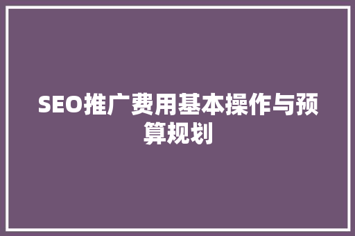 SEO推广费用基本操作与预算规划