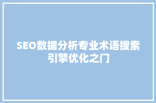 SEO数据分析专业术语搜索引擎优化之门