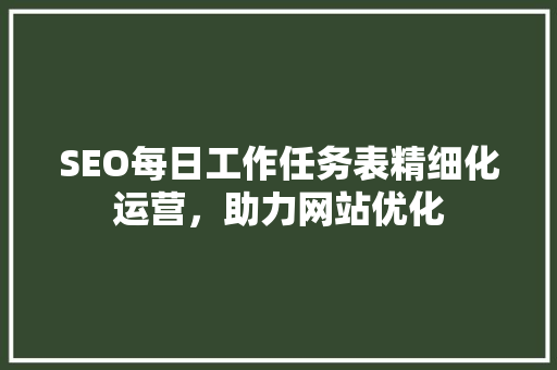 SEO每日工作任务表精细化运营，助力网站优化