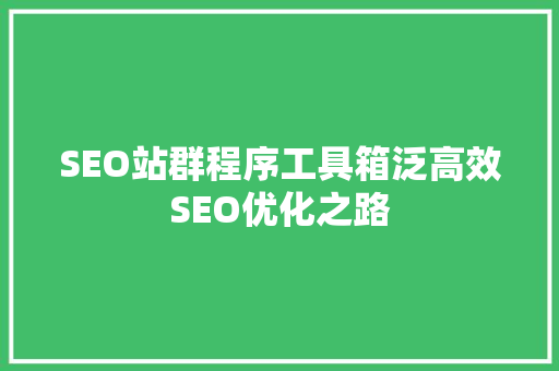 SEO站群程序工具箱泛高效SEO优化之路