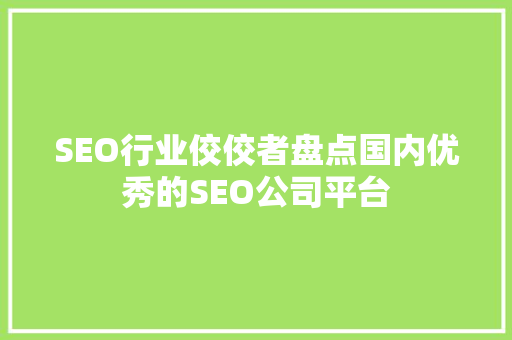SEO行业佼佼者盘点国内优秀的SEO公司平台