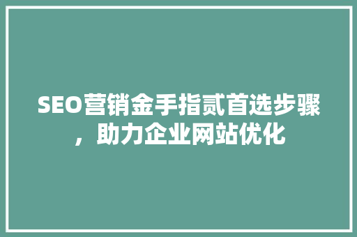 SEO营销金手指贰首选步骤，助力企业网站优化