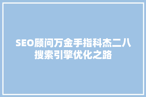 SEO顾问万金手指科杰二八搜索引擎优化之路