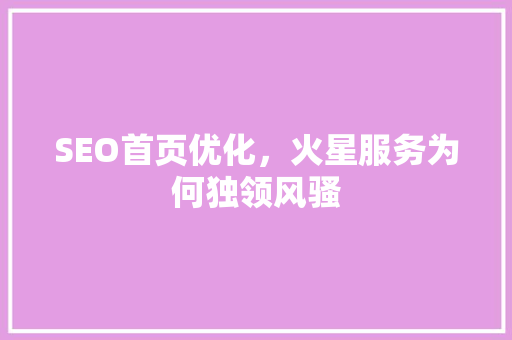 SEO首页优化，火星服务为何独领风骚