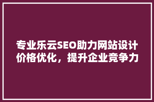专业乐云SEO助力网站设计价格优化，提升企业竞争力