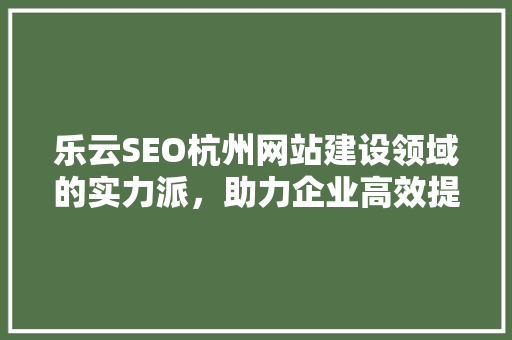 乐云SEO杭州网站建设领域的实力派，助力企业高效提升网络影响力