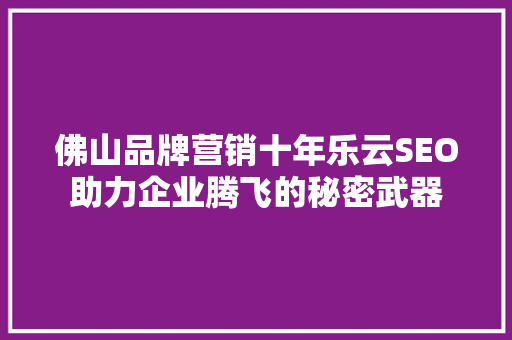 佛山品牌营销十年乐云SEO助力企业腾飞的秘密武器