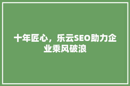 十年匠心，乐云SEO助力企业乘风破浪