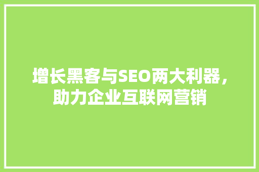 增长黑客与SEO两大利器，助力企业互联网营销