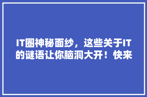 IT圈神秘面纱，这些关于IT的谜语让你脑洞大开！快来一竟！ 项目报告