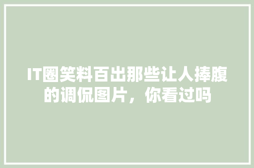 IT圈笑料百出那些让人捧腹的调侃图片，你看过吗