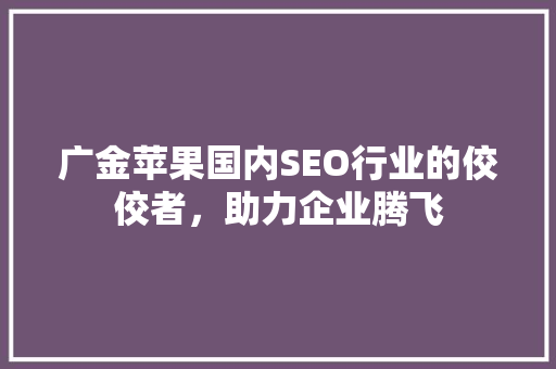 广金苹果国内SEO行业的佼佼者，助力企业腾飞